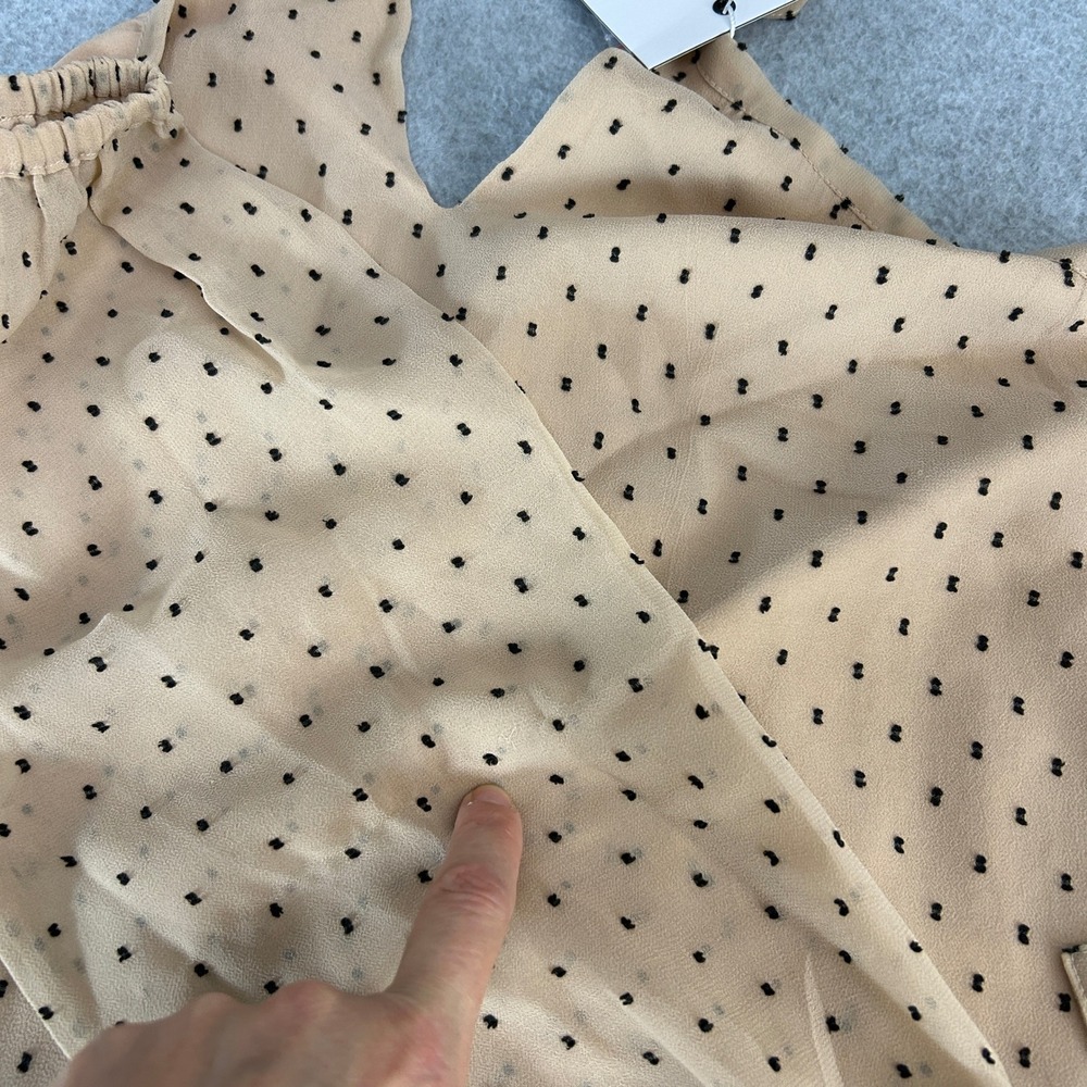 L'Academie Revolve XXS Amber Blouse Halter Neck Tan Polka Dot Off Shoulder NEW - Picture 12 of 15